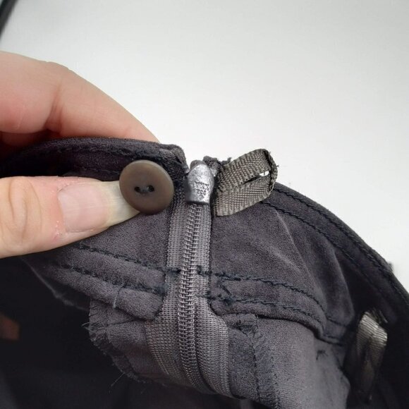 BASLER Gray Faux Suede Pants High Rise Slim Straight Leg Minimalist Versatile 46 - Picture 10 of 13